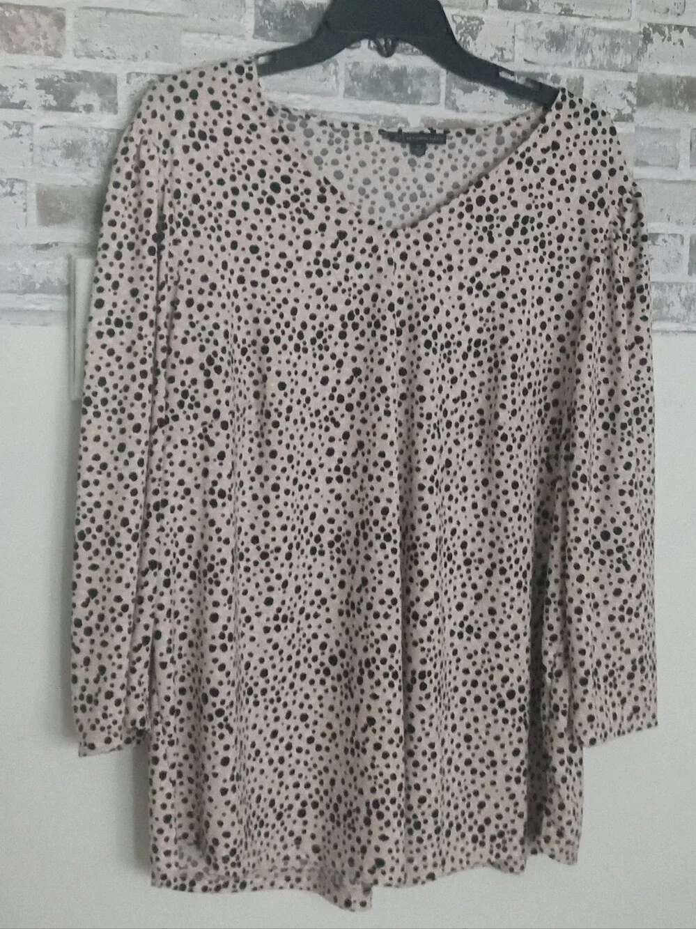 Adrianna Papell Pink  V-Neck Polka Dot Top